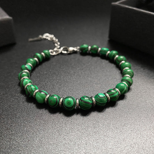 Bracelet perles homme en pierre naturelle Malachite