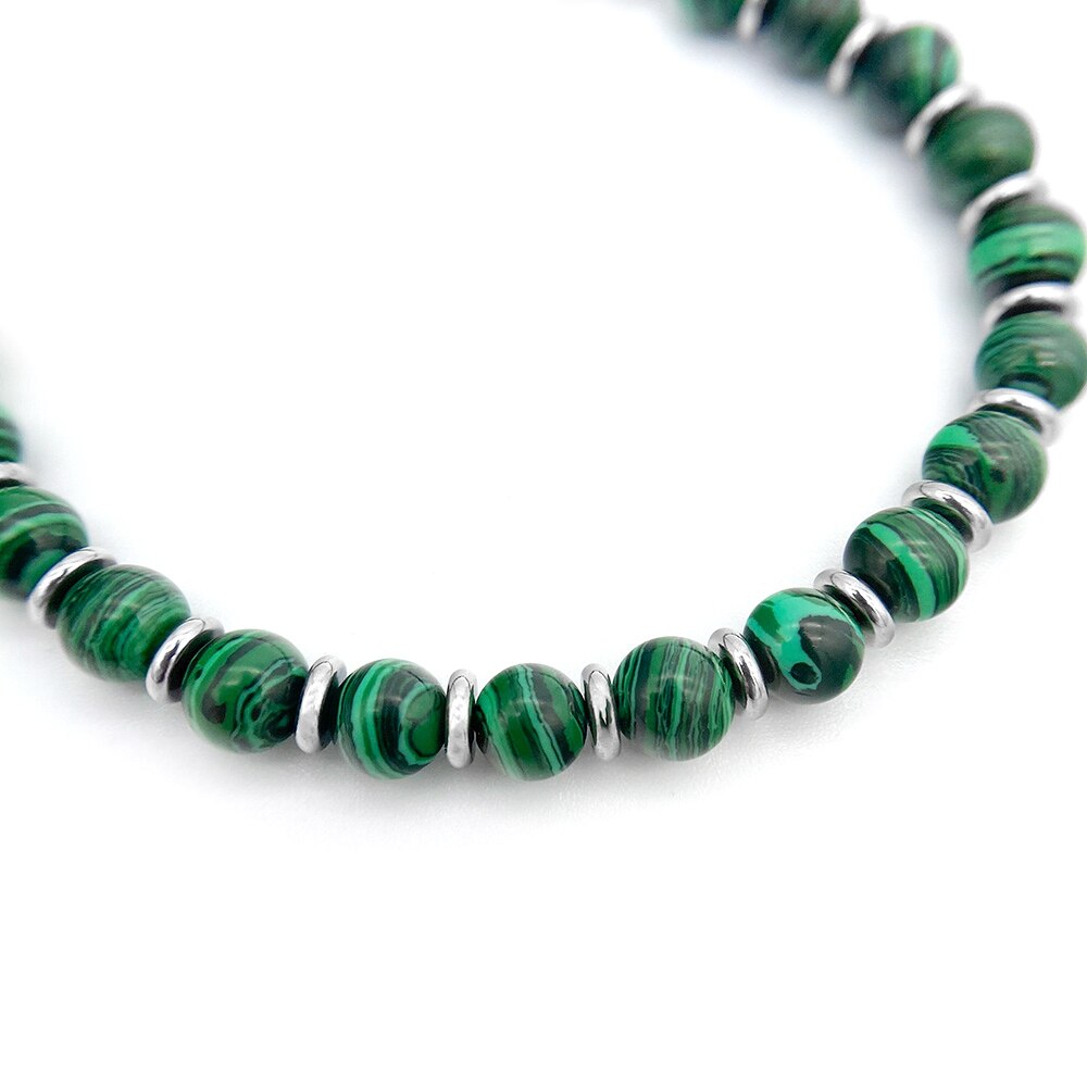Bracelet perles homme en pierre naturelle Malachite