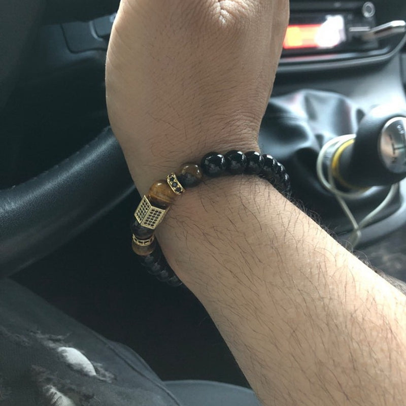 Bracelet perles homme en pierre Onyx