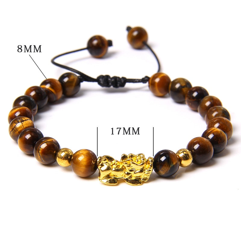 Bracelet œil de tigre tressé Feng Shui