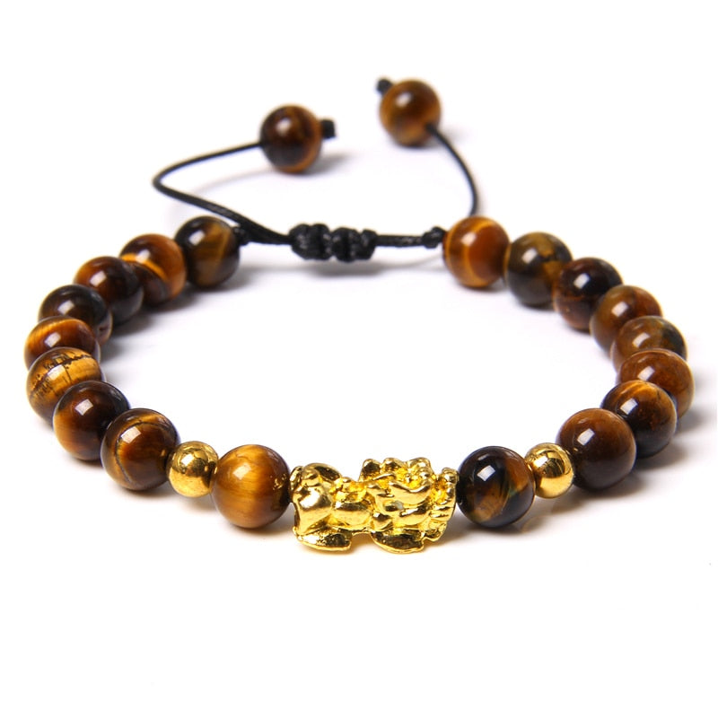 Bracelet œil de tigre tressé Feng Shui