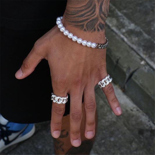 Bracelet perles homme avec chaine robuste