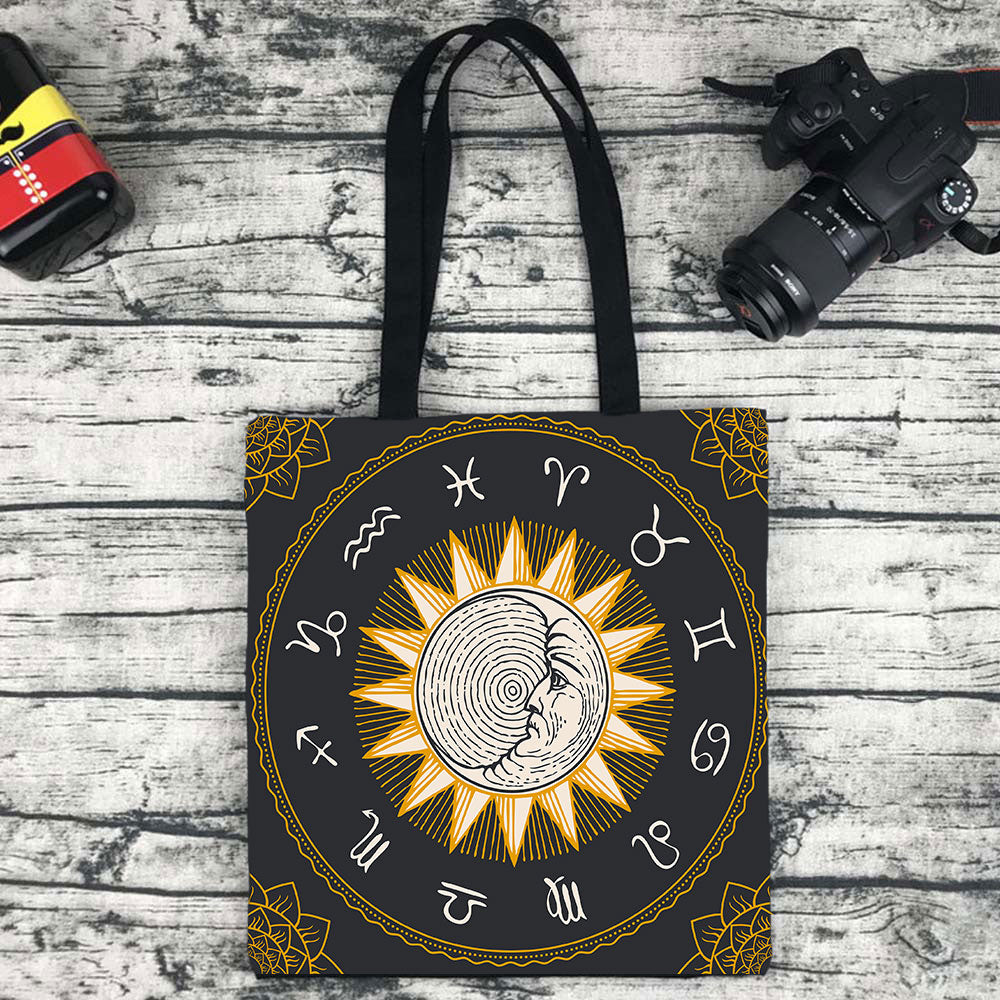 Sac à bandoulière en toile imprimé motif soleil