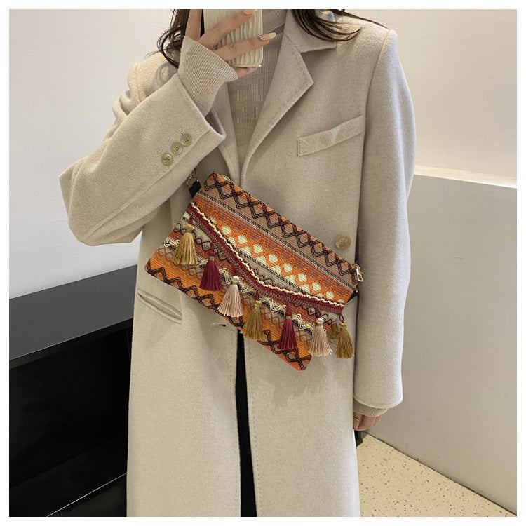 Sac à bandoulière femme vintage à franges