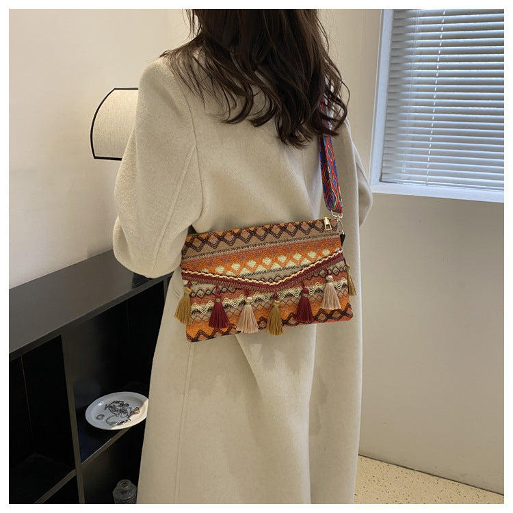 Sac à bandoulière femme vintage à franges