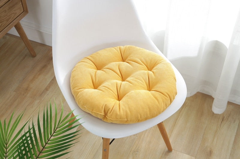 Coussin zafu rond capitonné, vue du dessus montrant le motif Image