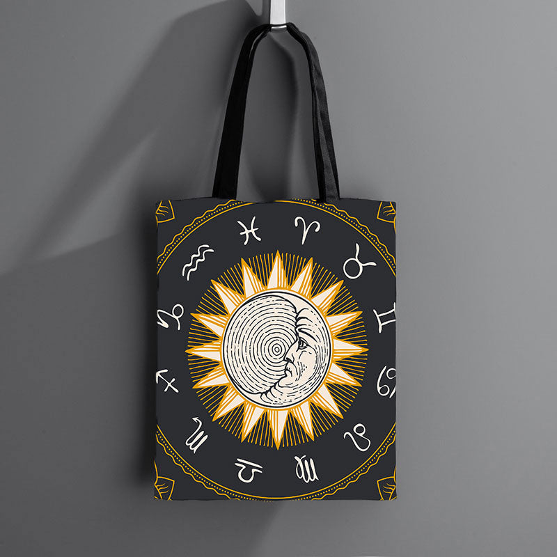 Sac à bandoulière en toile imprimé motif soleil