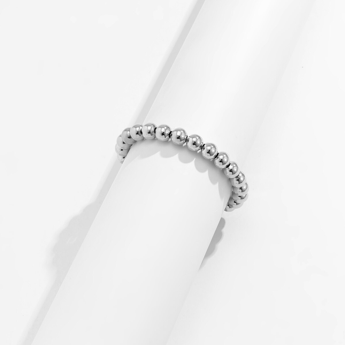 Bracelet perles homme couleur argent