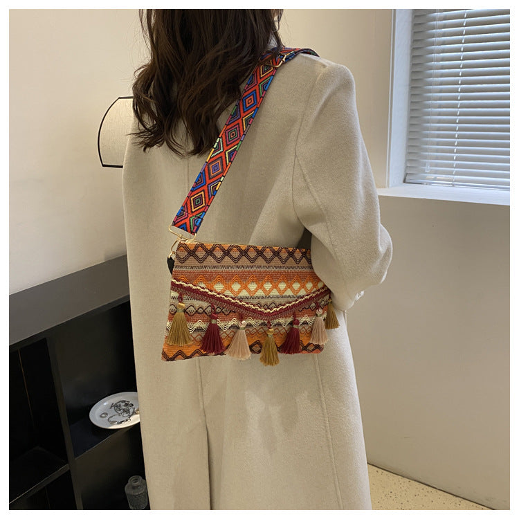 Sac à bandoulière femme vintage à franges