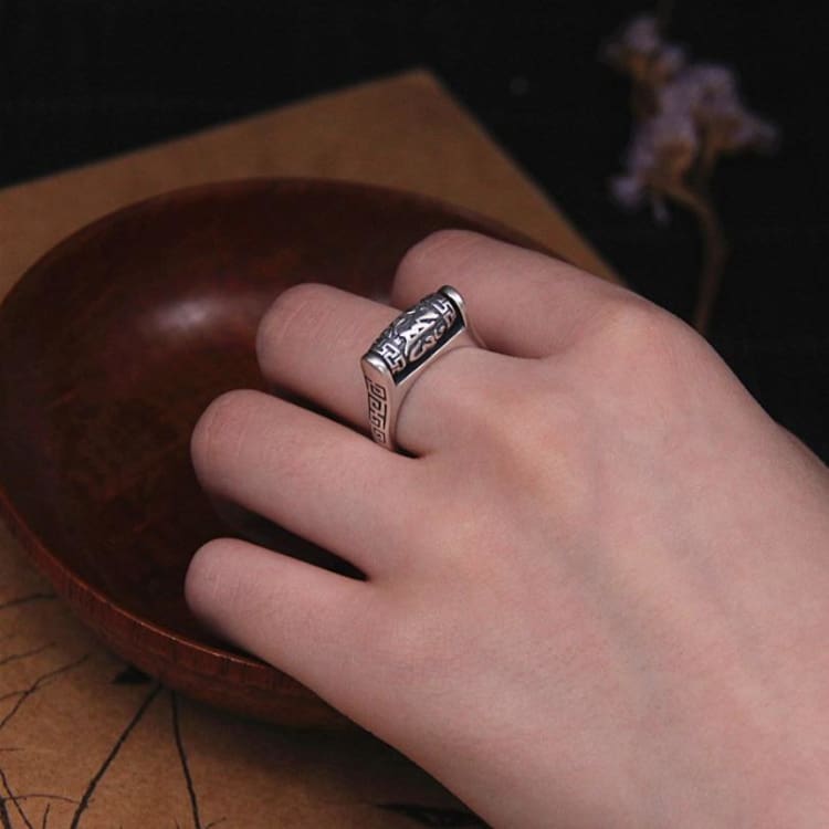 Anneau Roue du Darma en Argent S925 - Bague anneau