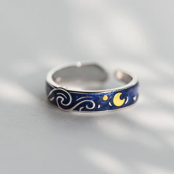 Anneau De La Nuit Étoilée - Bague en Argent sterling 925