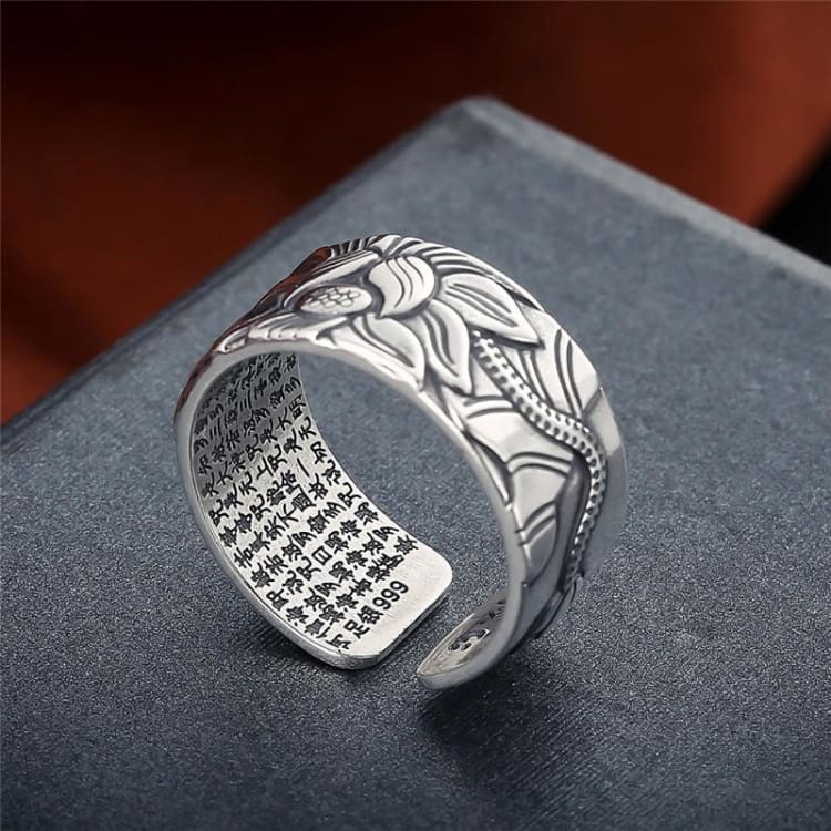 Anneau de la Fleur de Lotus - Bague en Argent ajustable s999