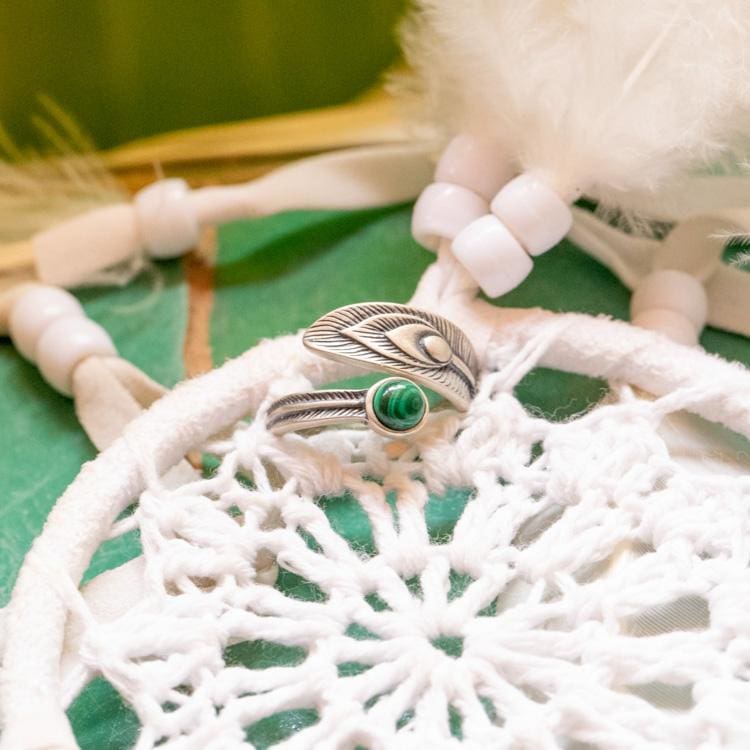 Anneau de l’Infini Vert en malachite - Bague