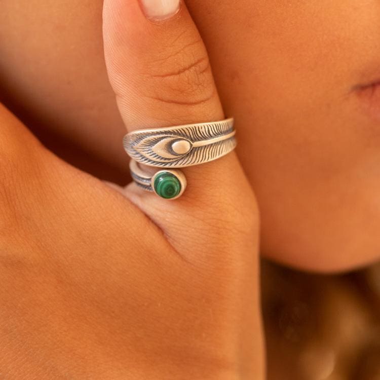 Anneau de l’Infini Vert en malachite - Bague