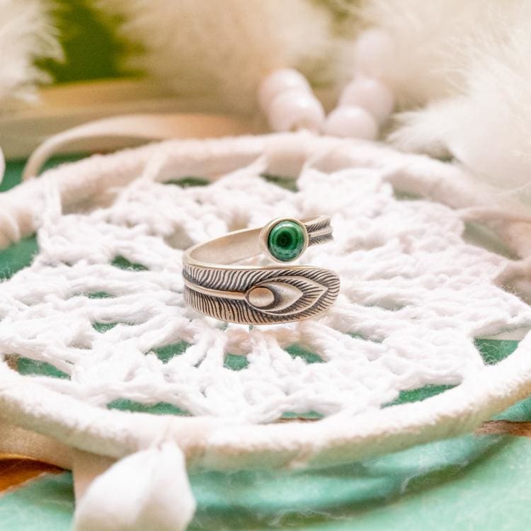 Anneau de l’Infini Vert en malachite - Bague