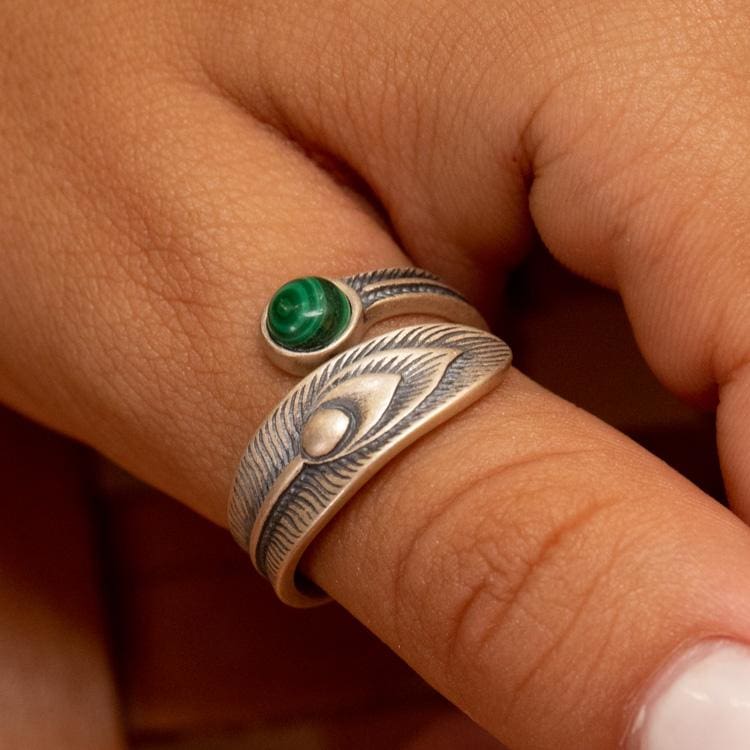 Anneau de l’Infini Vert en malachite - Bague