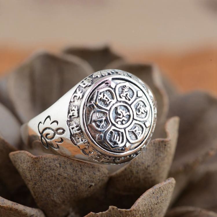Anneau des 6 Mantras en Argent Sterling - Bague