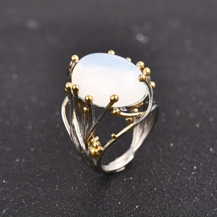 Anneau des néréïdes en Pierre de Lune - Bague anneau en pierre