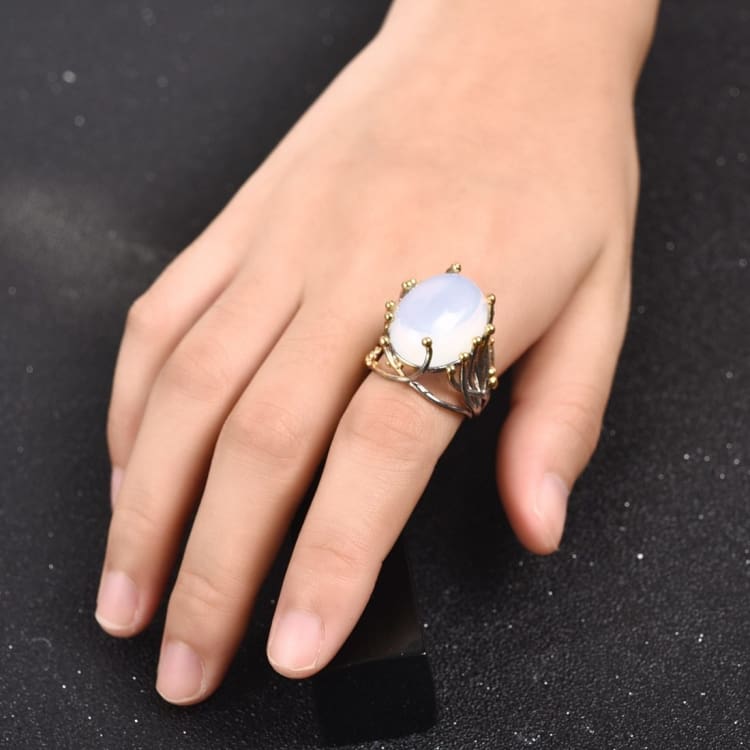 Anneau des néréïdes en Pierre de Lune - Bague en pierre
