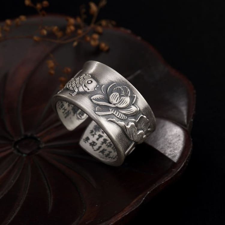 Anneau Matsyayugma du Lotus - Bague en Argent Sterling 925