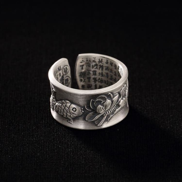 Anneau Matsyayugma du Lotus - Bague ajustable en Argent