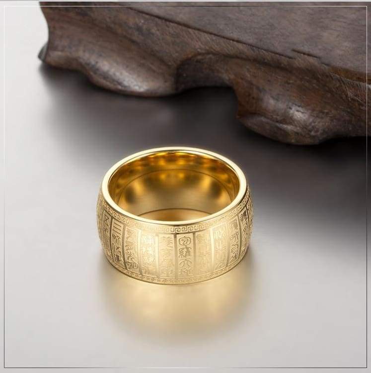 Carved Ancient Taoism Chinese Buddhism Scripture Supernatural Mens Cool Signet Exorcism Rune Rings Stainless Thumb Buddha Ring