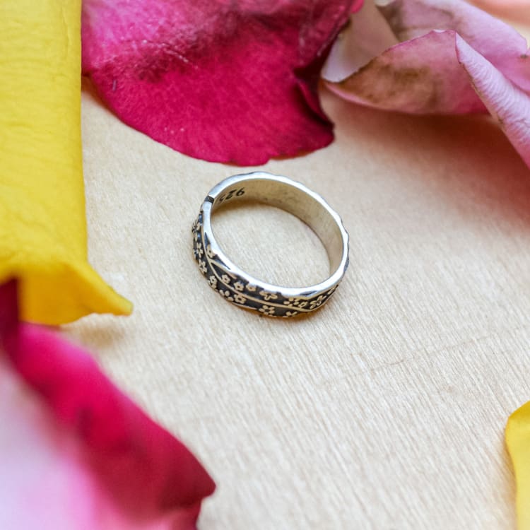 Anneau Harmonie Fleur de Prunier - Bague en Argent