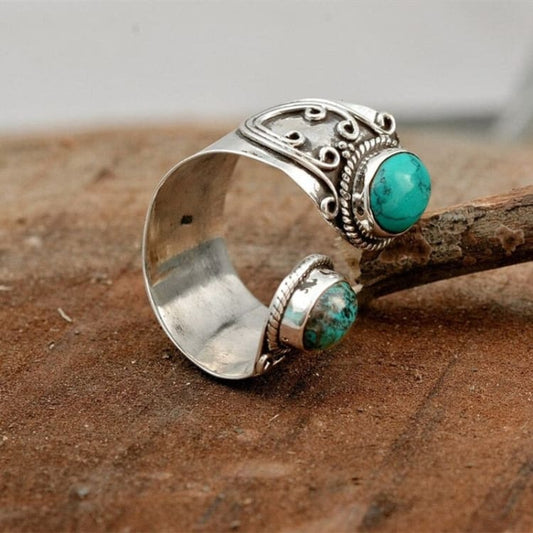 Anneau vintage double en Amazonite