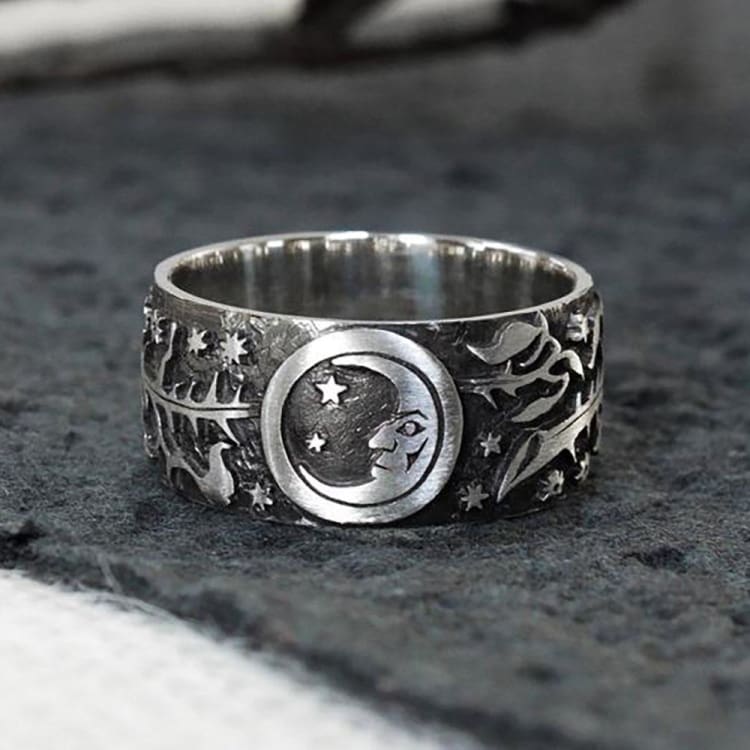 Anneau ’Sun and Stars’ - Bague anneau Argent