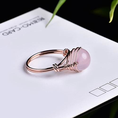Anneau Vintage Quartz Rose - Bague