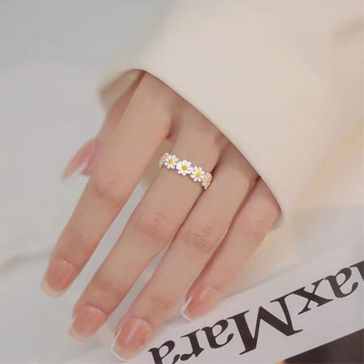 Bague couronne de marguerite ajustable - Bague