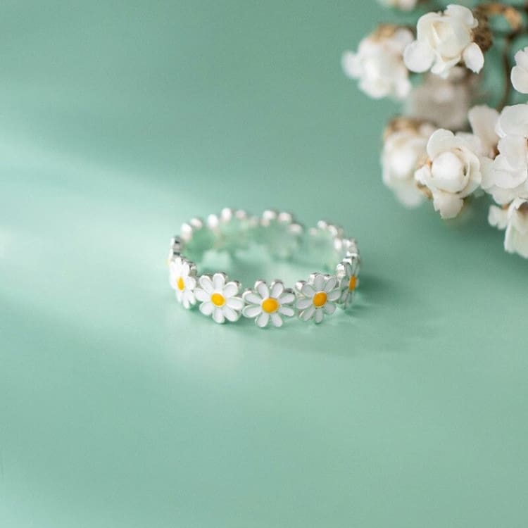 Bague couronne de marguerite ajustable - Bague