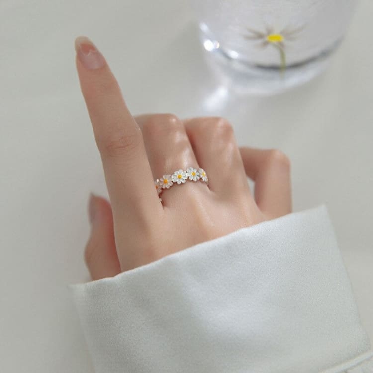 Bague couronne de marguerite ajustable - Bague