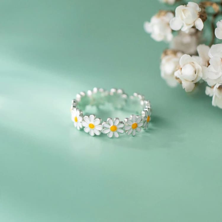 Bague couronne de marguerite ajustable - Bague