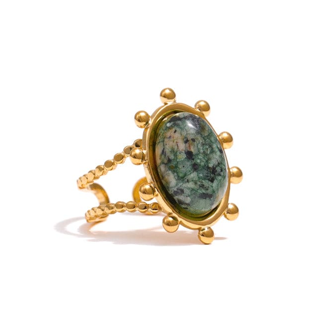 Bague en Agate Mousse - Opening / YH494A Turquoise