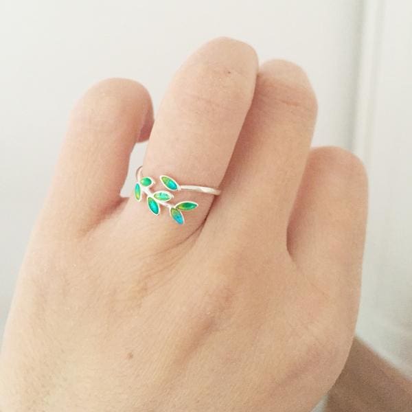 Bague feuille d’arbre de vie - ajustable en argent sterling  - Bague Image