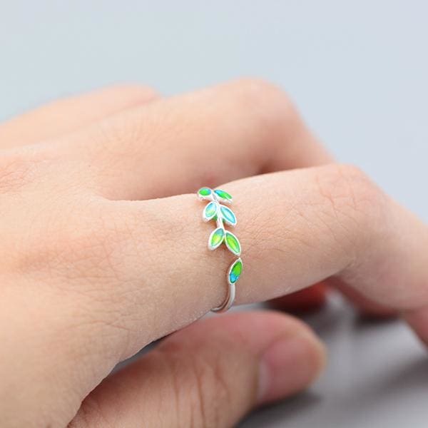 Bague feuille d’arbre de vie - ajustable en argent - Bague Image