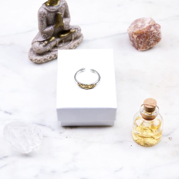 Bague fine fleur de lotus dorée - Bague Argent