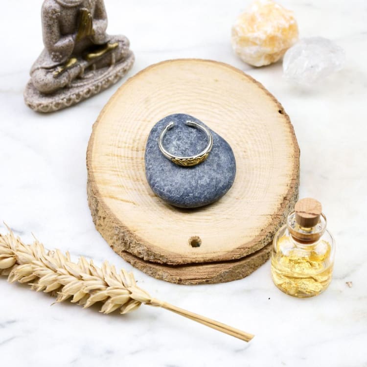 Bague fine fleur de lotus dorée - Bague Argent sterling 925