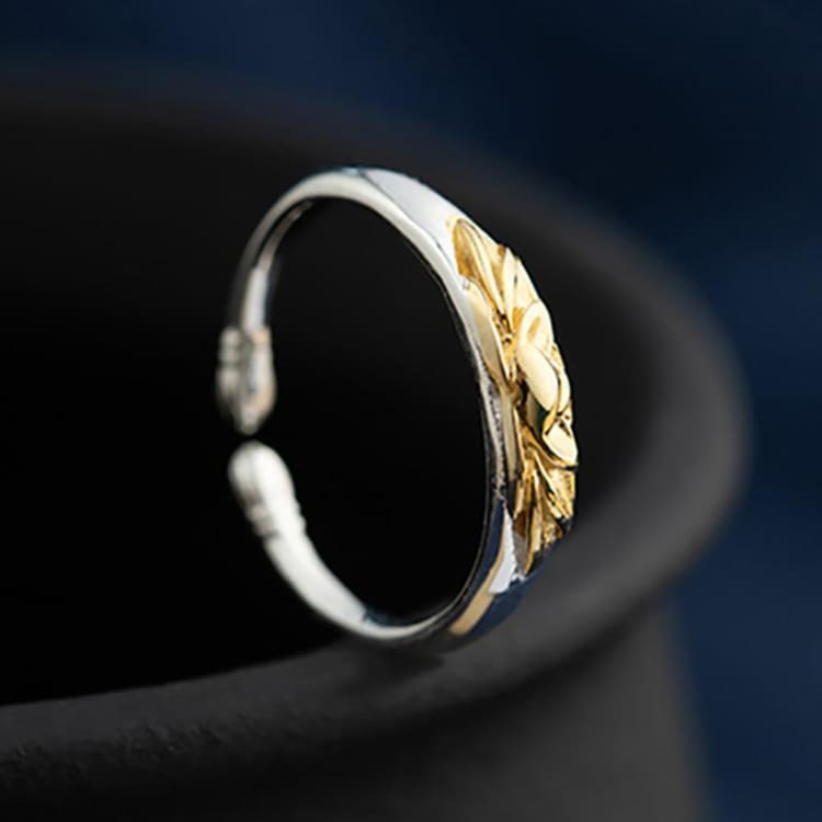 Bague fine fleur de lotus dorée - Bague ajustable