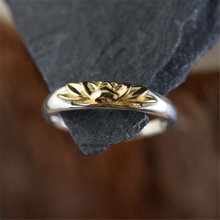 Bague fine fleur de lotus dorée - Bague fleur de lotus