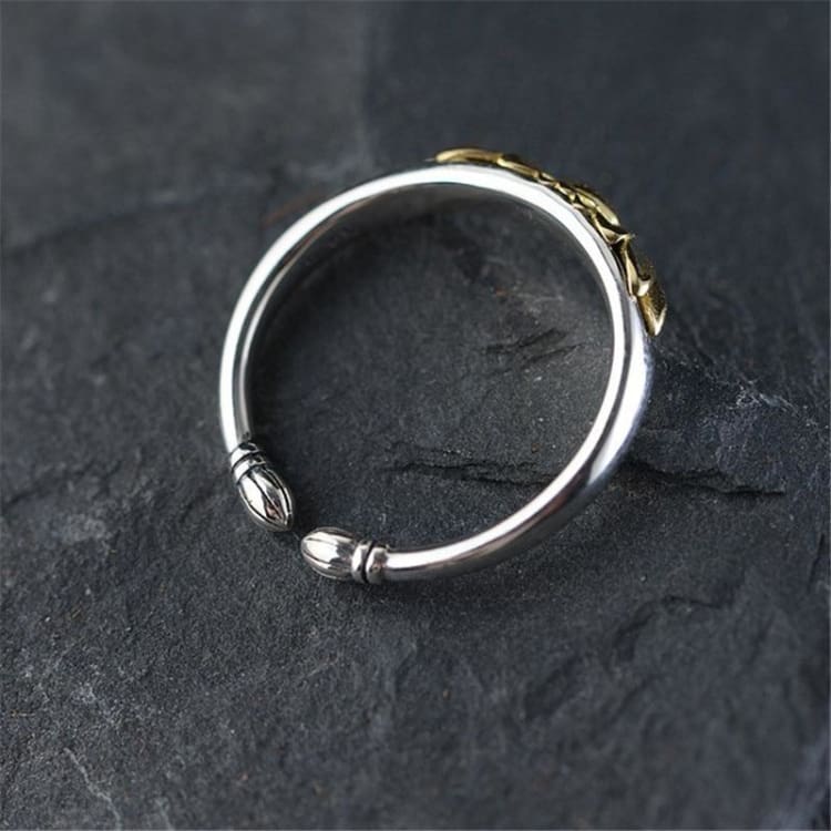 Bague fine fleur de lotus dorée - Bague en Argent