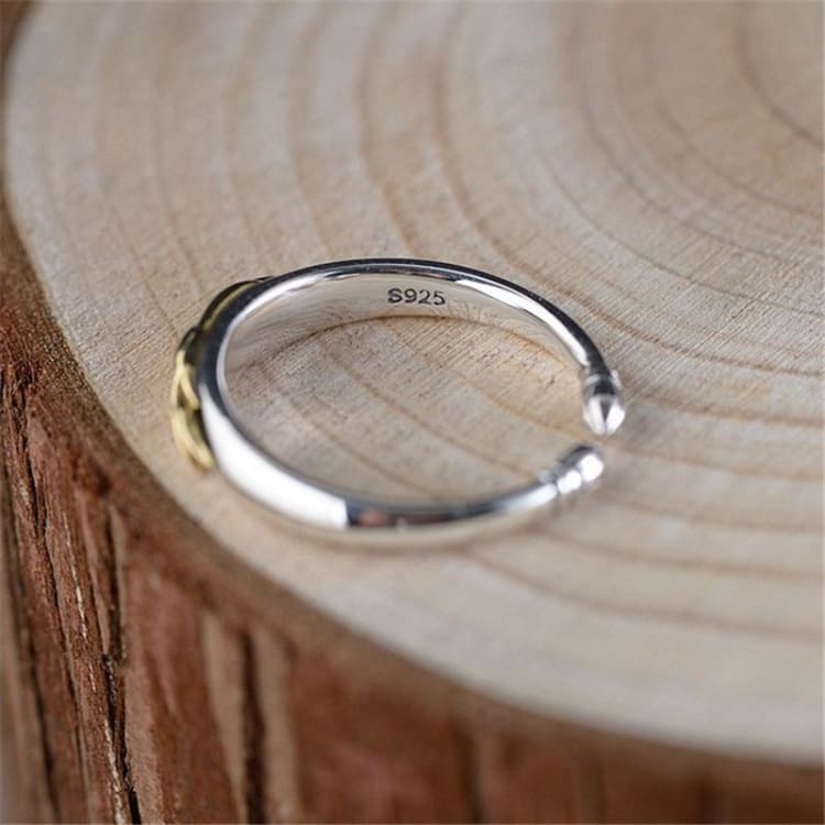 Bague fine fleur de lotus dorée - Bague en Argent Ajustable