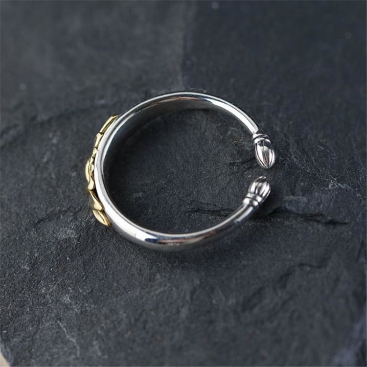 Bague fine fleur de lotus dorée - Bague en Argent Sterling 925