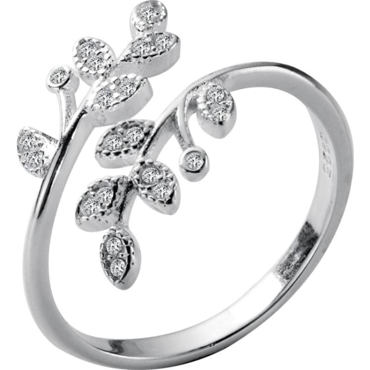Bague ’Inspiration du Printemps’ feuille de Crystal - Argent sterling 925 - anneau