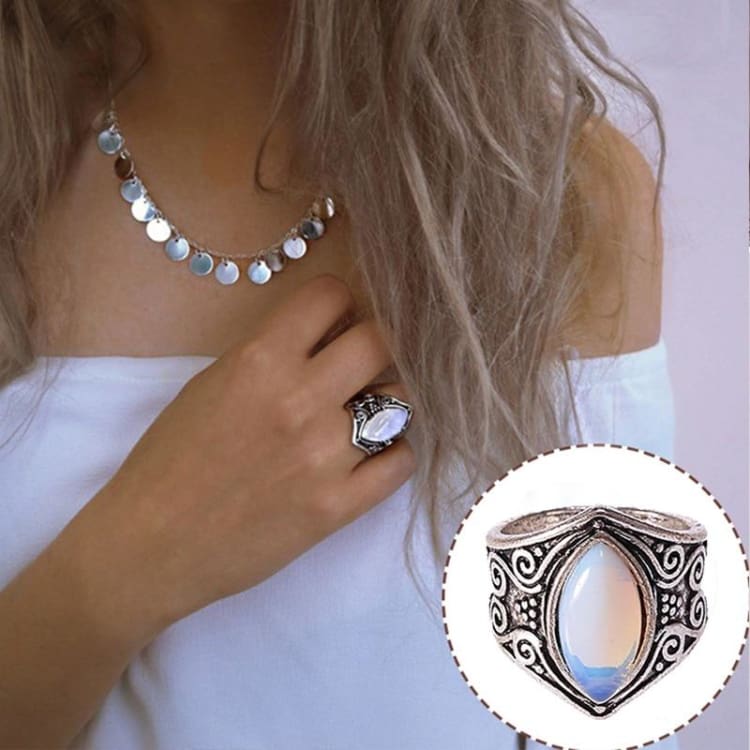 Bague ’Joyau lunaire’ en Pierre de lune - anneau