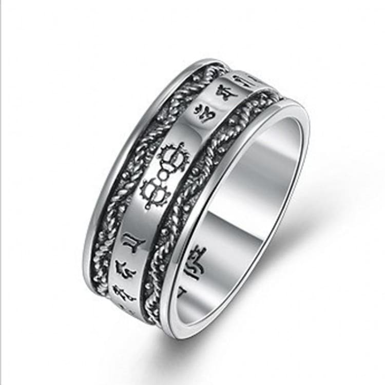 Bague Mantras tibétain en Argent Sterling 925 - anneau