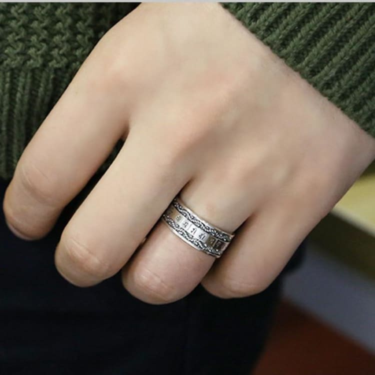 Bague Mantras tibétain en Argent Sterling 925 - anneau