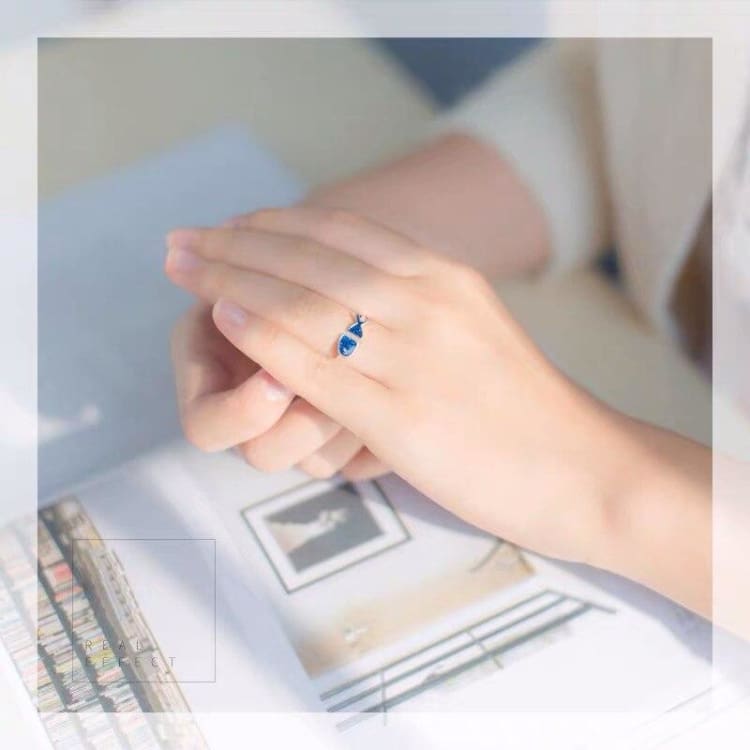 Bague poisson bleu en argent sterling 925 - bague