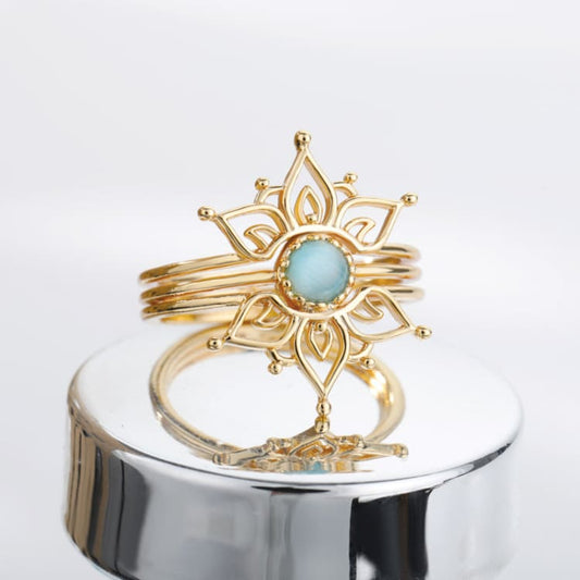 Bague Vintage Fleur de Lotus Turquoise